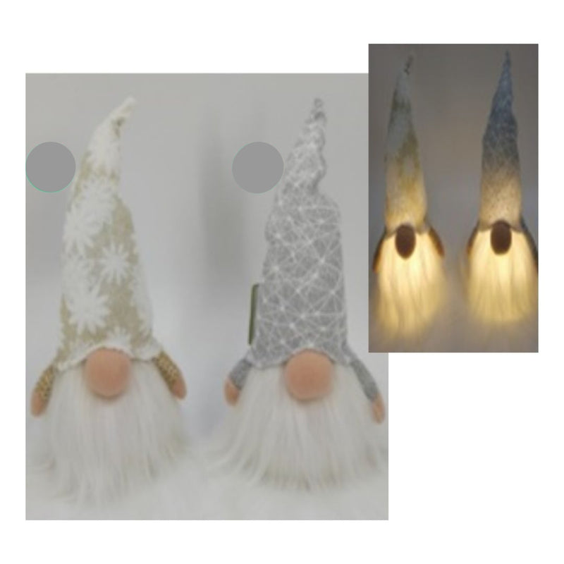 Gnome Silver/Beige Led 12Cm