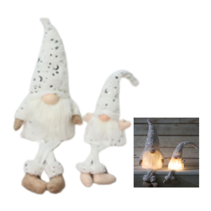 White Led Sitting Gnome 54Cm