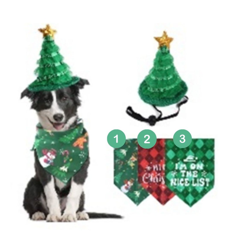 Christmas Pet Bandana & Hat Set