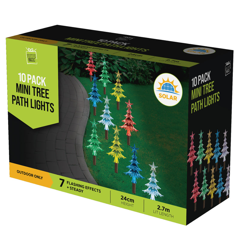 Solar LED Mini Tree Path Lights Multi 210cm