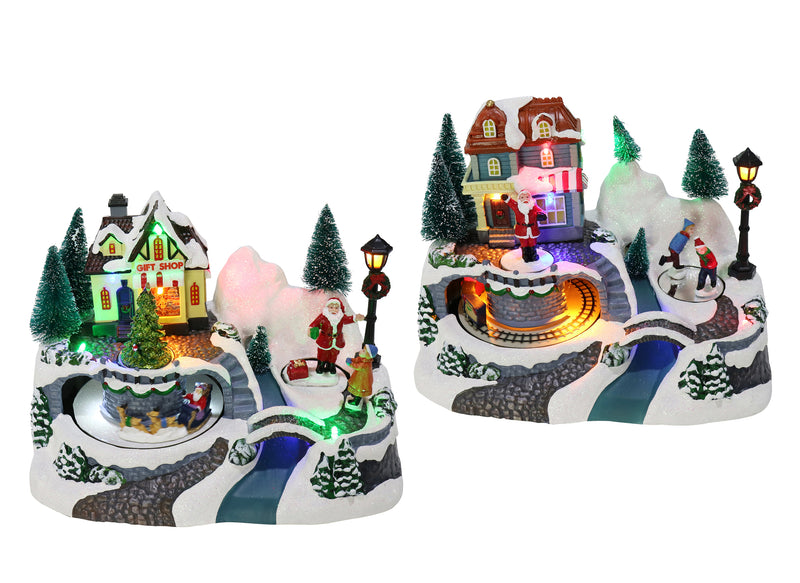 Led Musical Christmas Town Scene Asst