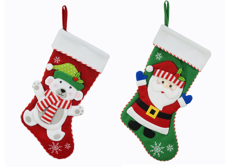Stocking Chunky Fleece Motif Assorted
