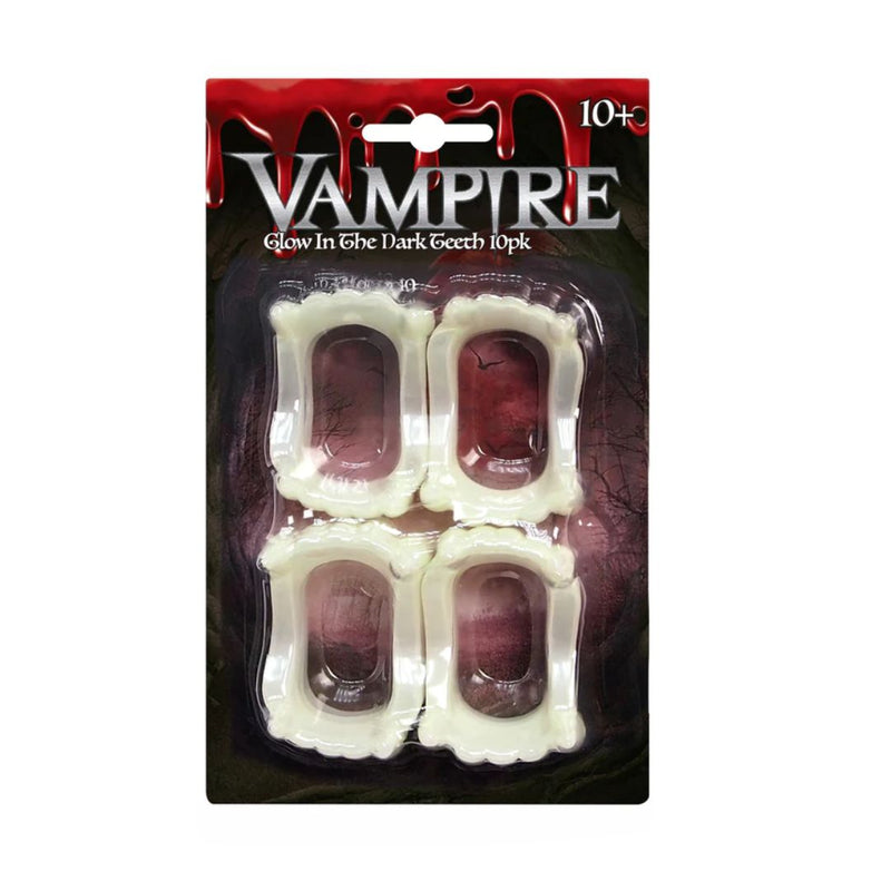Glow in the Dark Vampire Teeth 6cm 4pk