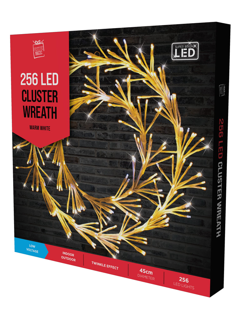 LED CLUSTER WREATH 45cm TWINKLE WW