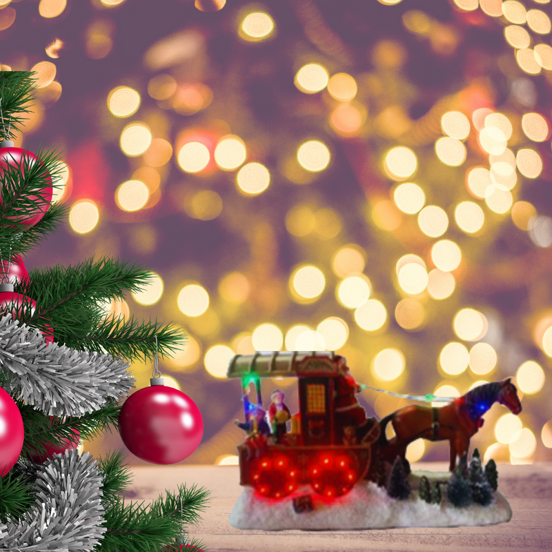 Musical Santa on the Carriege Scene with LED Lights