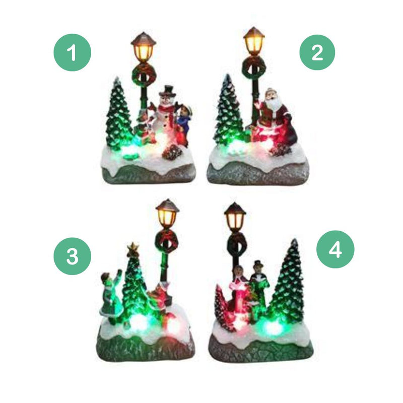 Xmas Scene Led W/Snowman Santa 4Asst