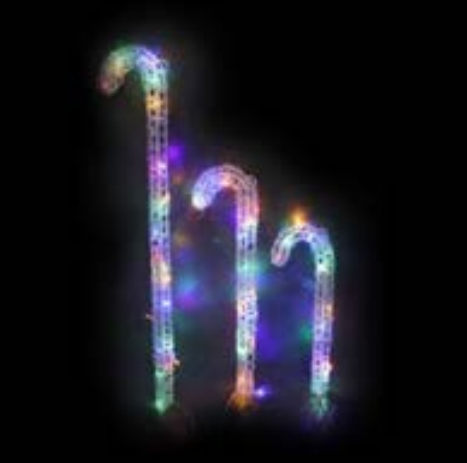 Soft Acrylic Candycane Light Set Multicoluored 3 Pack