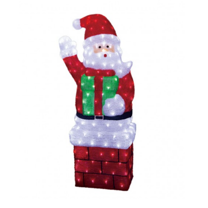 Acrylic Standing Santa IN Chimney 118CM