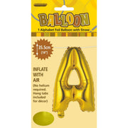 Alphabet Foil Balloon 35cm Gold - A – thumbnail