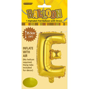 Alphabet Foil Balloon 35cm Gold - E