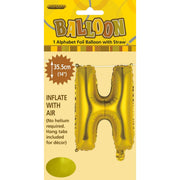 Alphabet Foil Balloon 35cm Gold - H – thumbnail