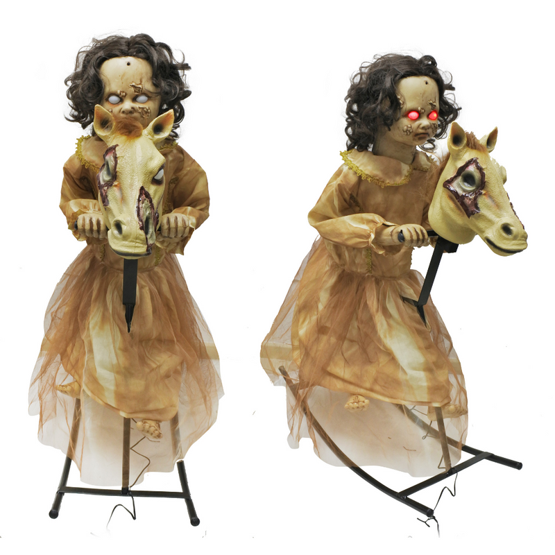 Animated Zombie Girl On Horse 100cm