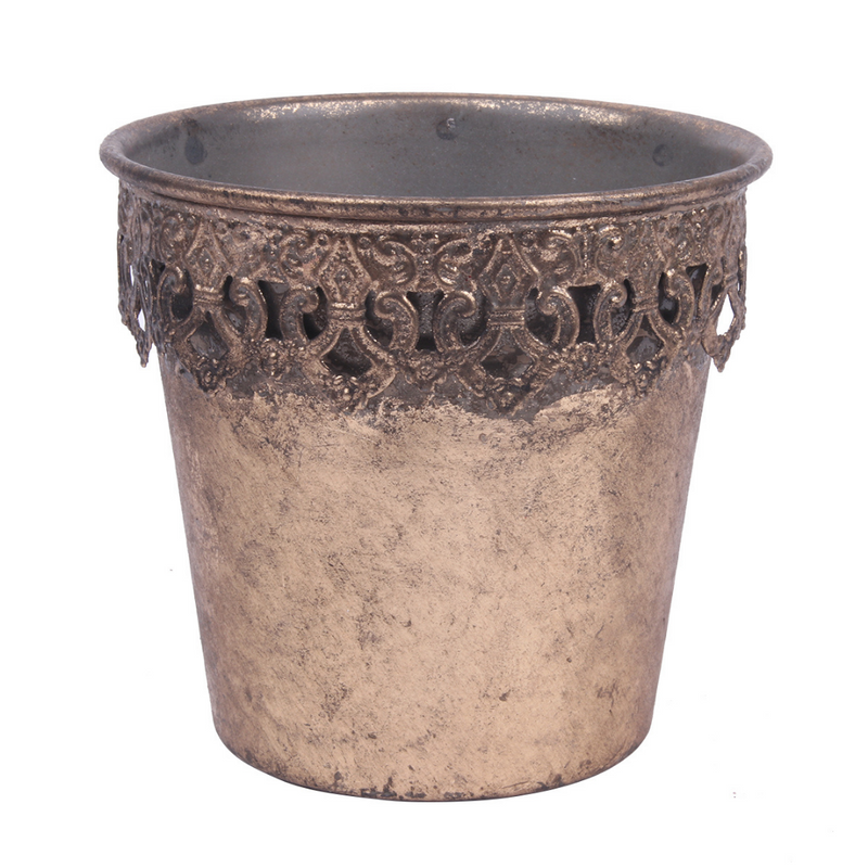 Ronis Antique Metal Pot 11x11cm Gold