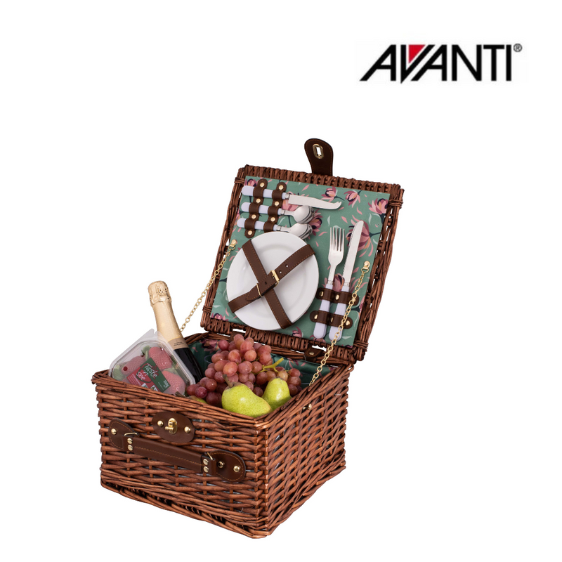 RONIS AVANTI 2 PERSON PICNIC BASKET IN POSEY PATTERN