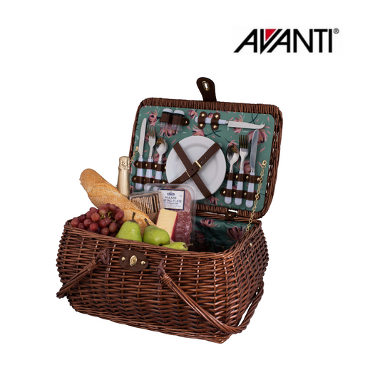 RONIS AVANTI 4 PERSON PICNIC BASKET WITH DROP HANDLE