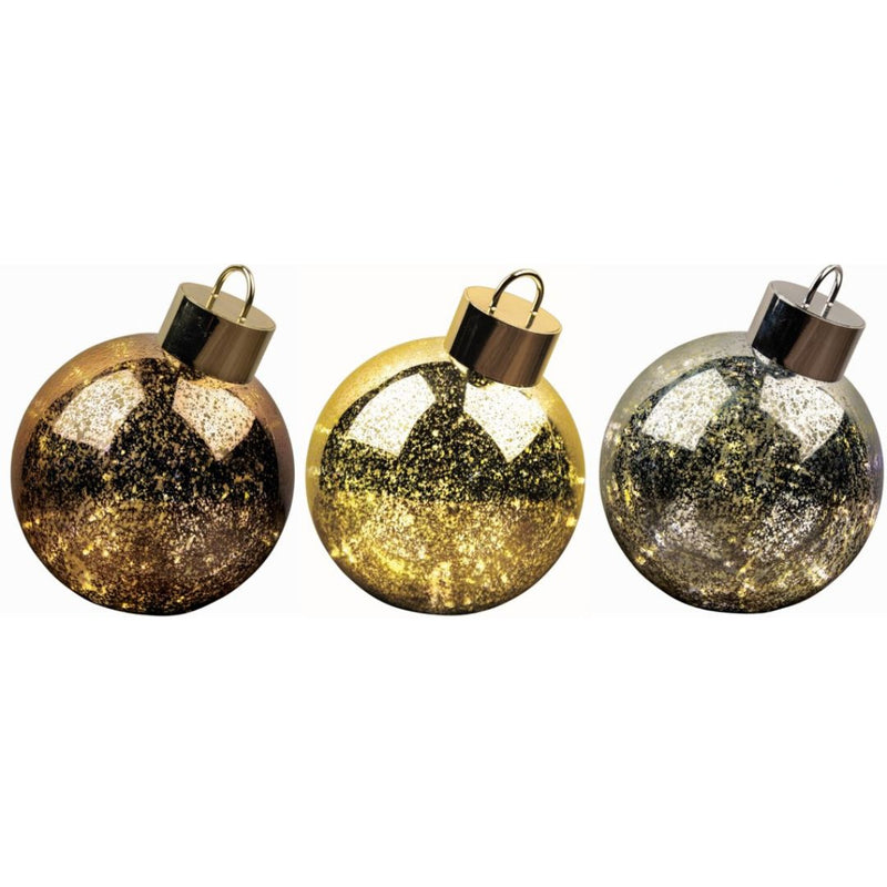 Ronis Bauble Crackle Light Up 20cm Asst.