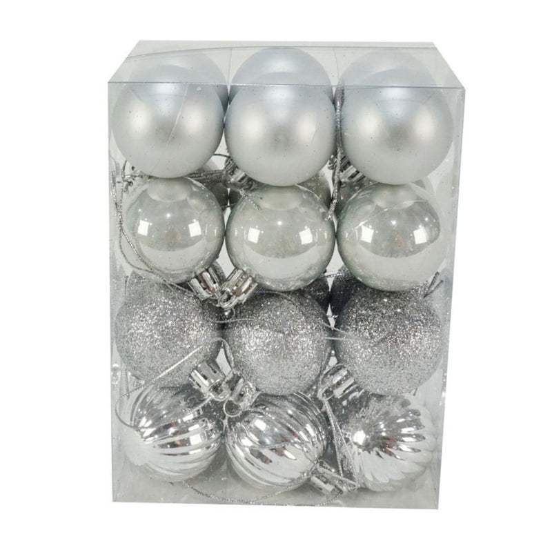 RONIS BAUBLES 4CM SILVER 24PK