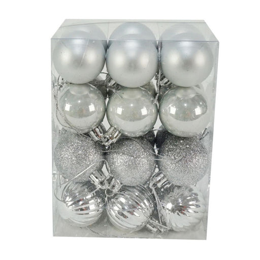 RONIS BAUBLES 4CM SILVER 24PK