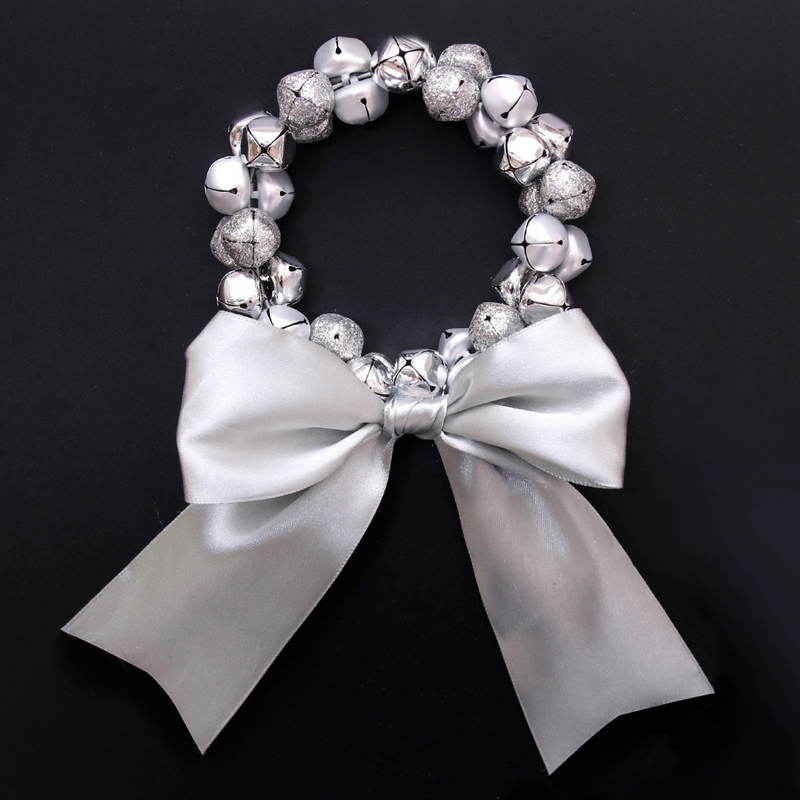 Ronis Bell Wreath in Ribbon 10cm Silver