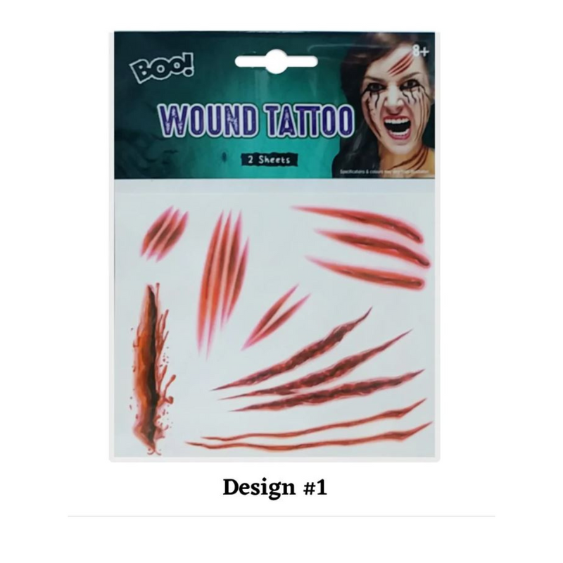 RONIS Bloody Wound Tattoo Sheet Asstd 2pk