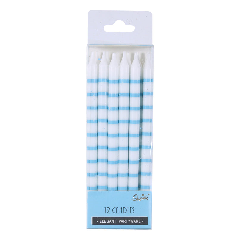 Birthday Candles Blue Stripes 12.5cm 12pk