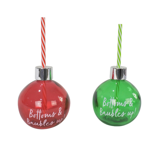 BOOZE BAUBLE WITH STRAW 2 Assorted