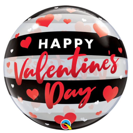 BUBBLE BALLOON VALENTINES DAY BLACK STRIPES 55CM