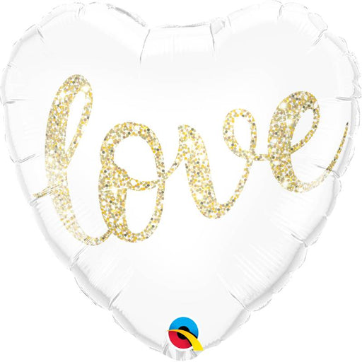 Love Glitter Gold Heart Foil Balloon 45cm