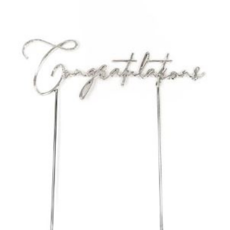 RONIS CAKE AND CANDLE CONGRATULATIONS CAKE TOPPER SILVER