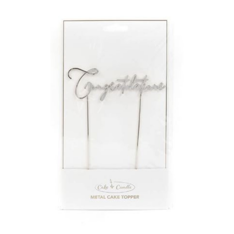 RONIS CAKE AND CANDLE CONGRATULATIONS CAKE TOPPER SILVER