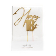 RONIS CAKE AND CANDLE HAPPY 18th CAKE TOPPER METAL GOLD – thumbnail