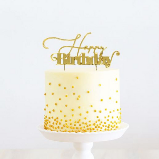 RONIS CAKE AND CANDLE HAPPY BIRTHDAY CAKE TOPPER GOLD