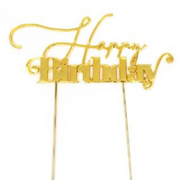 RONIS CAKE AND CANDLE HAPPY BIRTHDAY CAKE TOPPER GOLD