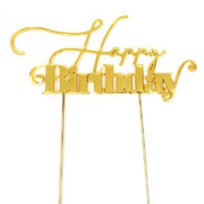 RONIS CAKE AND CANDLE HAPPY BIRTHDAY CAKE TOPPER GOLD