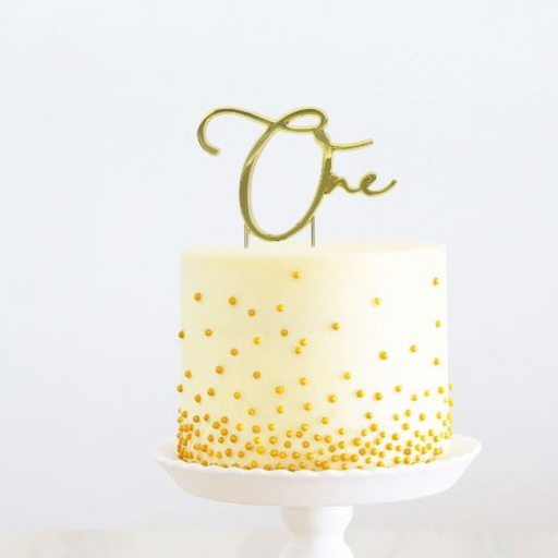 RONIS CAKE AND CANDLE ONE CAKE TOPPER METAL GOLD