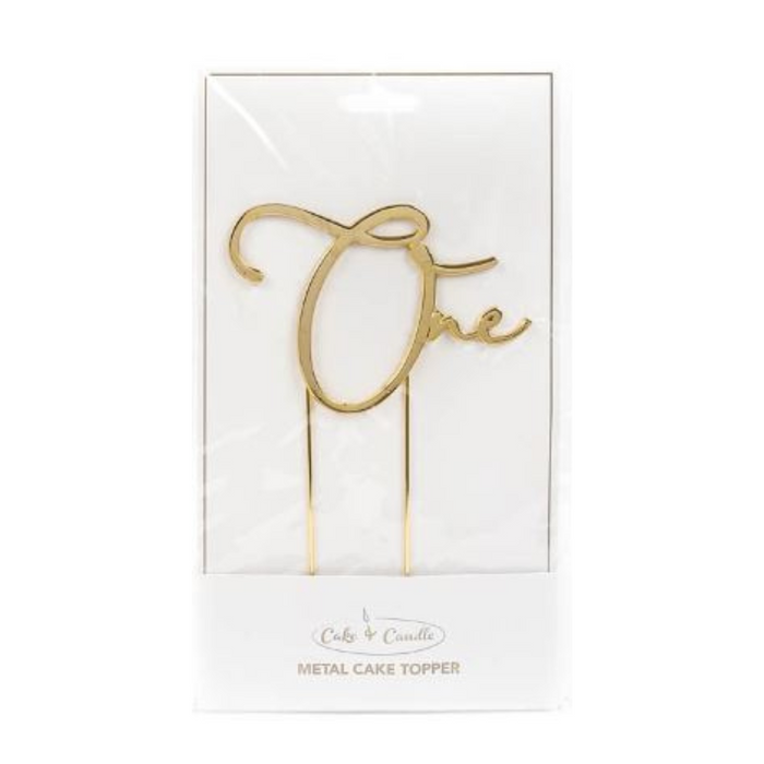 RONIS CAKE AND CANDLE ONE CAKE TOPPER METAL GOLD
