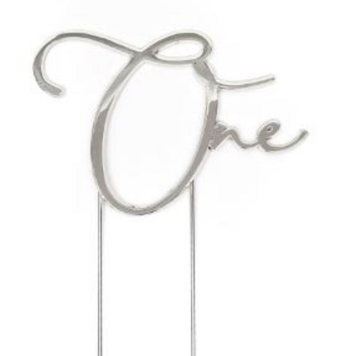 RONIS CAKE AND CANDLE ONE Cake Topper Metal SILVER