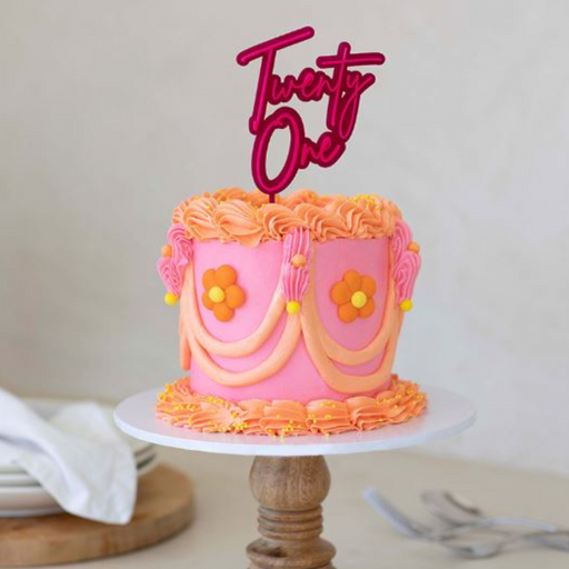 RONIS CAKE AND CANDLE TWENTY ONE LAYERED TOPPER HOT PINK