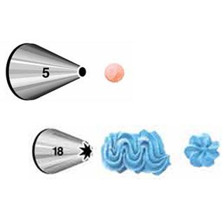 Wilton Cake Decorating Tip Set Round #5 and Star #18