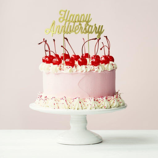 Cake Topper Happy Anniversary Gold