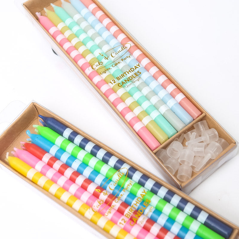 Candle Bright Striped Cake Candles Pack Of 12