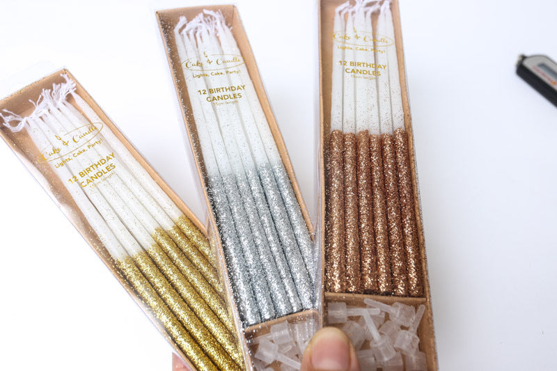 Candle Gold Glitter Dipped Cake Candles Pack Of 12
