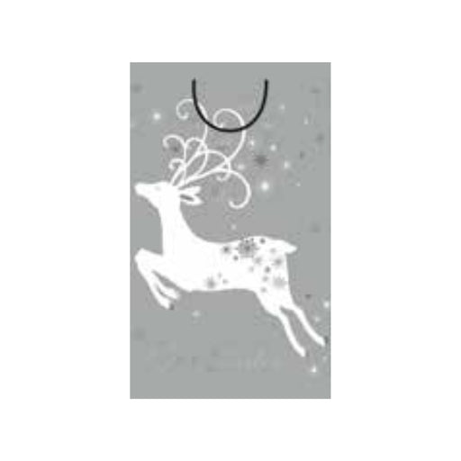 RONIS CHRISTMAS DOUBLE BOTTLE BAG PRANCING DEER SILVER