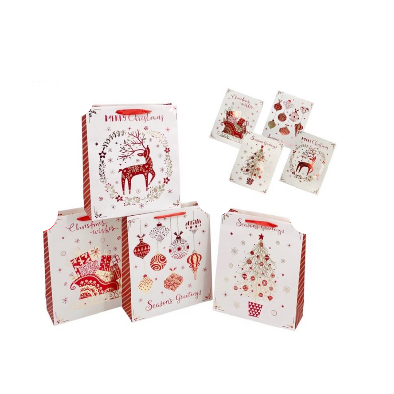 RONIS CHRISTMAS GIFT BAG XL MAJESTIC RED AND GOLD FOIL ASST.