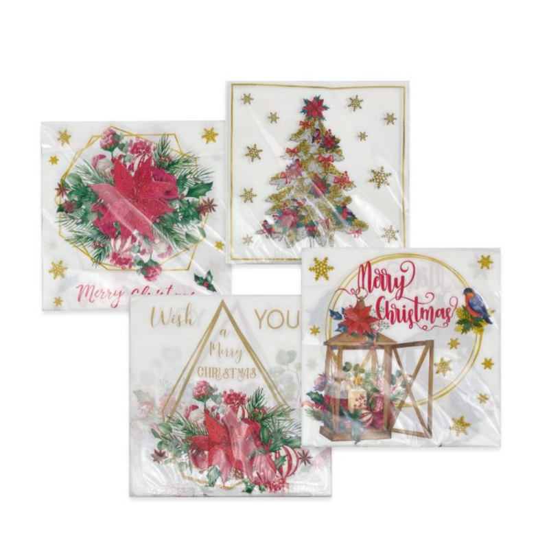 RONIS CHRISTMAS NAPKIN POINSETTIA 33X33CM 20PK