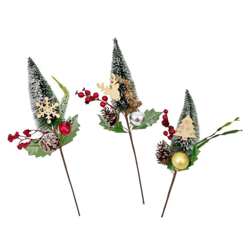 RONIS CHRISTMAS TREE AND BEERY ON STEM 43CM RED 3 ASSTD