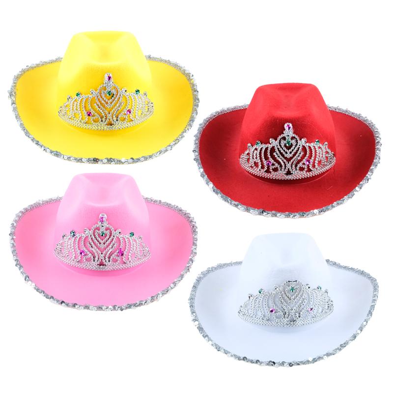 Craft Hat Premium Cowgirl Flocked With Tiara Children Assorted