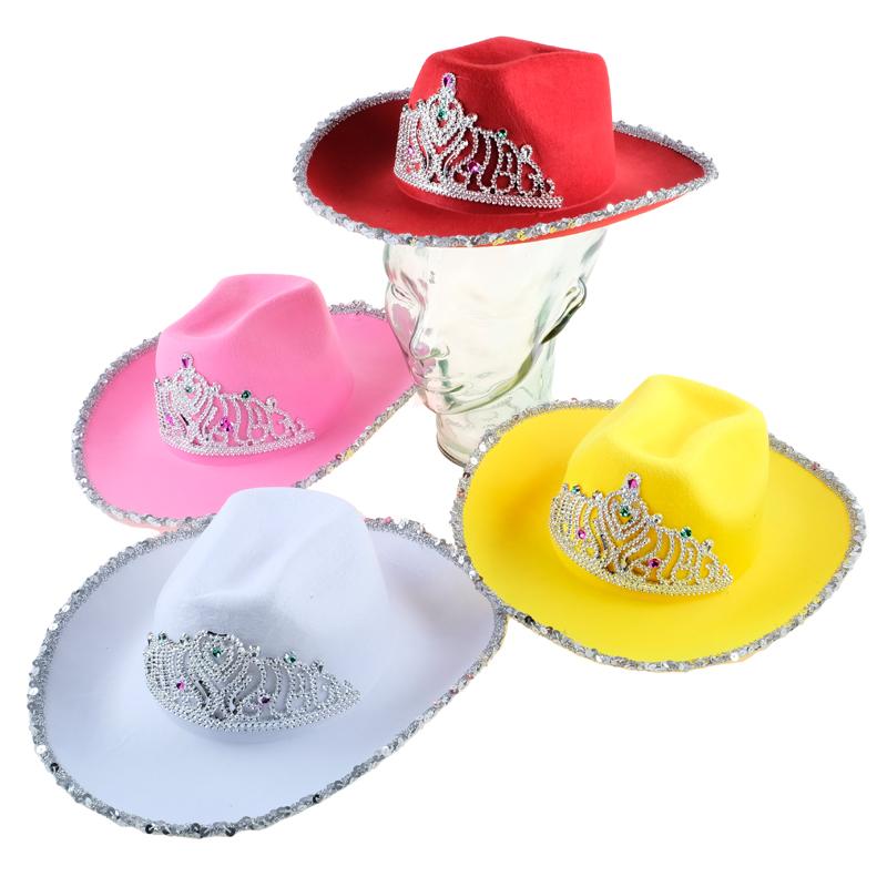 Craft Hat Premium Cowgirl Flocked With Tiara Children Assorted