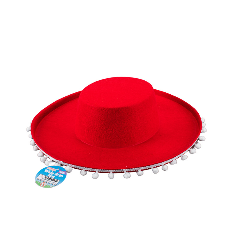 Craft Hat Wide Brim With Pom Poms Childrens Assorted