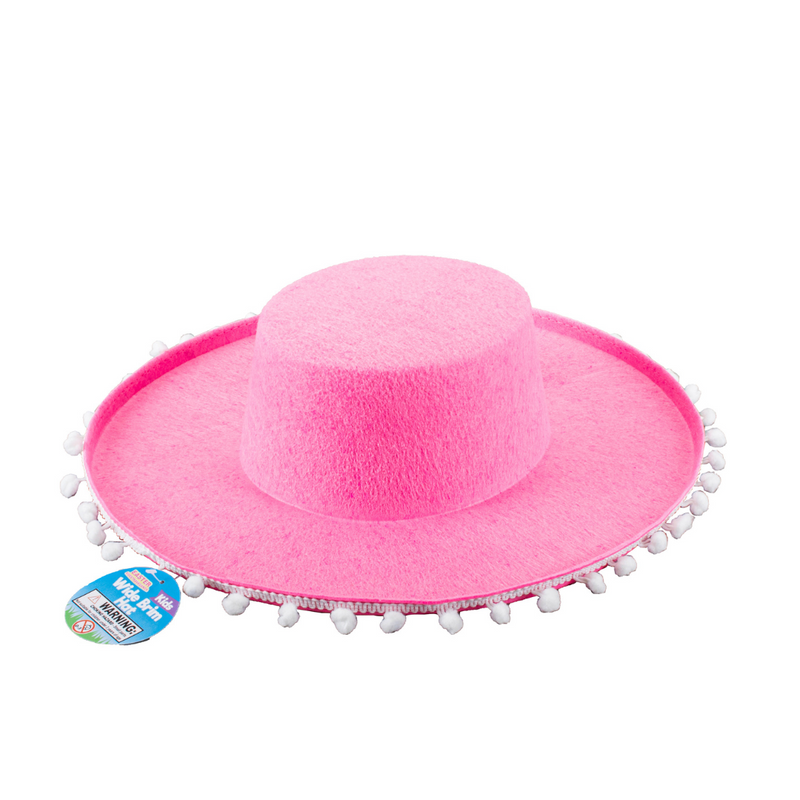 Ronis Craft Hat Wide Brim with Pom Poms 39x37x10cm 4 Asstd